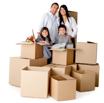Packed household boxes ready for local removals in Ruislip